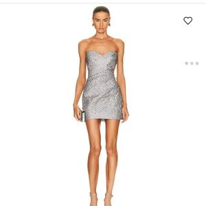 AKNVAS Silver Strapless Mini Dress